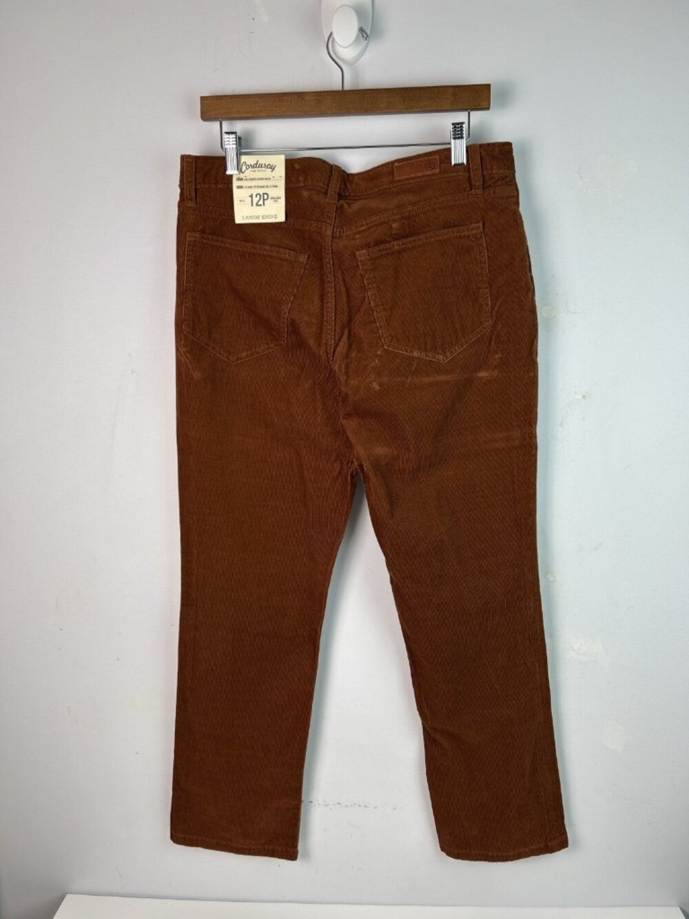 LANDS END STRAIGHT LEG FIT 2 CORDUROY CORD JEANS PANTS RICH NUTMEG 12P X 28 Nwt